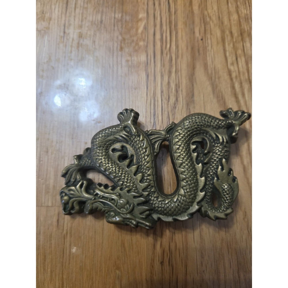 Heavy Vintage Men's Belt Brass Buckle - CHINESE DRAGON 6254 by Baron, 1981